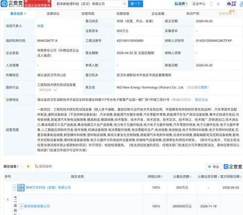 蔚來武漢布局新篇章 成立新能源科技公司，深化AI與軟件開發